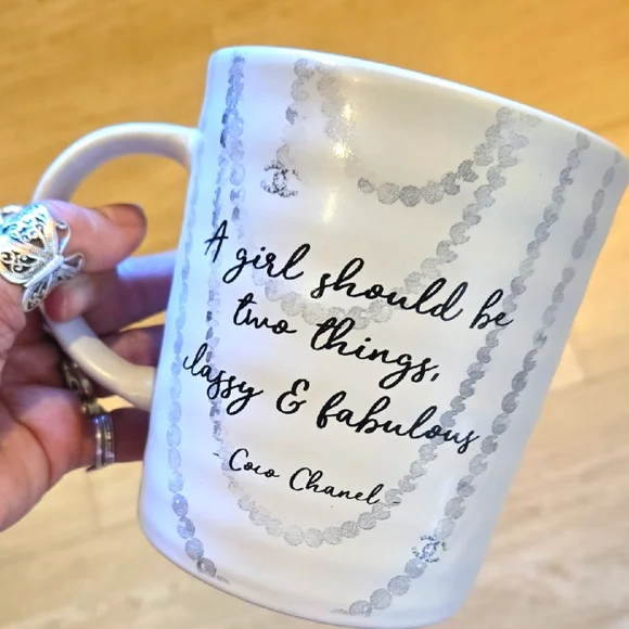 Amanda Greenwood Art Large Dimpled Mug with Coco Chanel Inspirational Quote - Picture 1 of 7